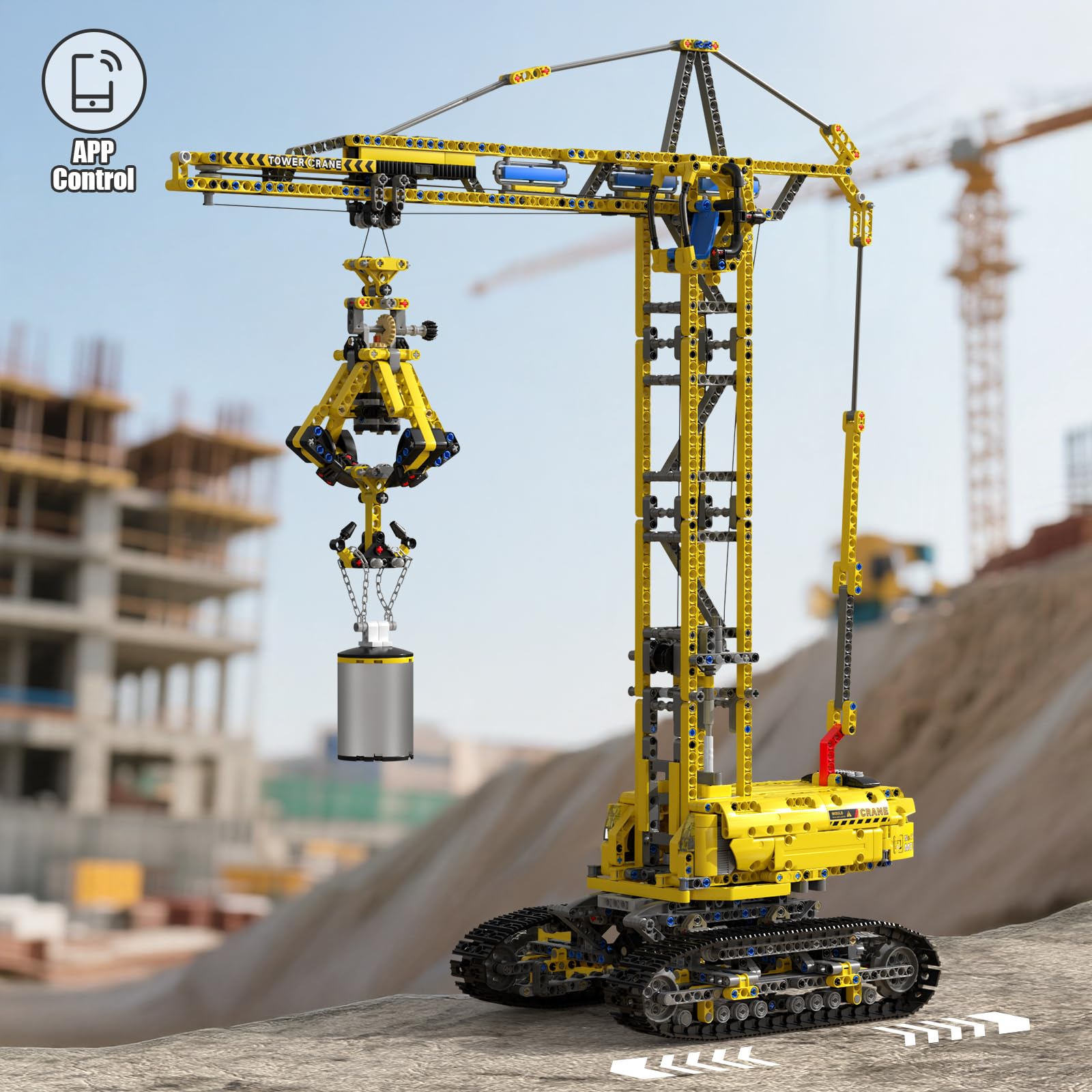Mould King 17059 Technik Crawler Crane Advanced Building Sets, MOC Mobile Construction Model Toy with APP Remote Control for 14+ Teen/Adults, Large