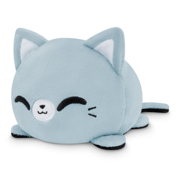 TeeTurtle - The Original Reversible Cat Plushie - Russian Blue Ninja Cat - Cute Sensory Fidget Stuffed Animals That Show Your Mood!