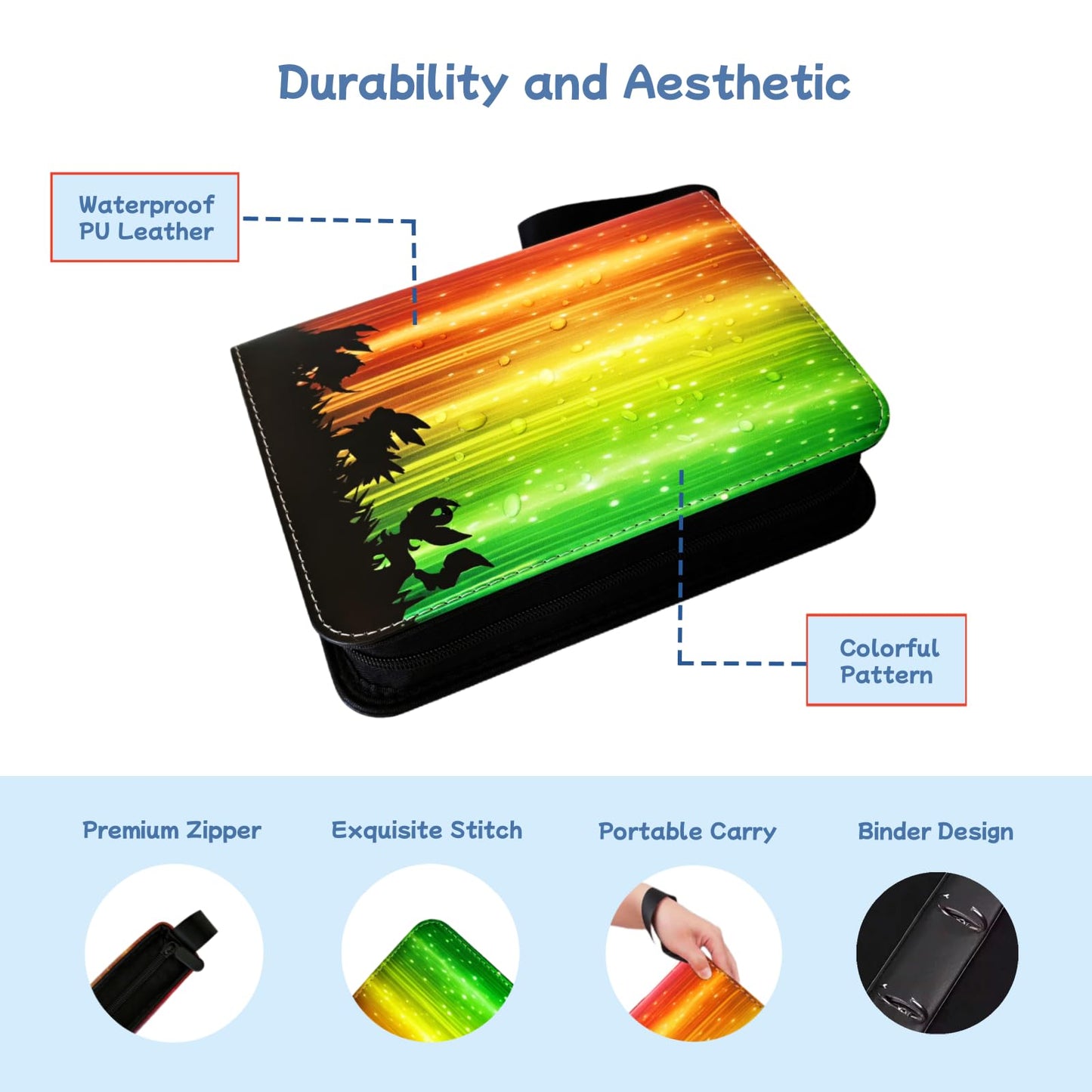 Card Binder 9 Pocket,900 Pockets Trading Card Binders Holder Collector Album Book with Zipper and 50 Removable Sleeves,Compatible with Game Sport