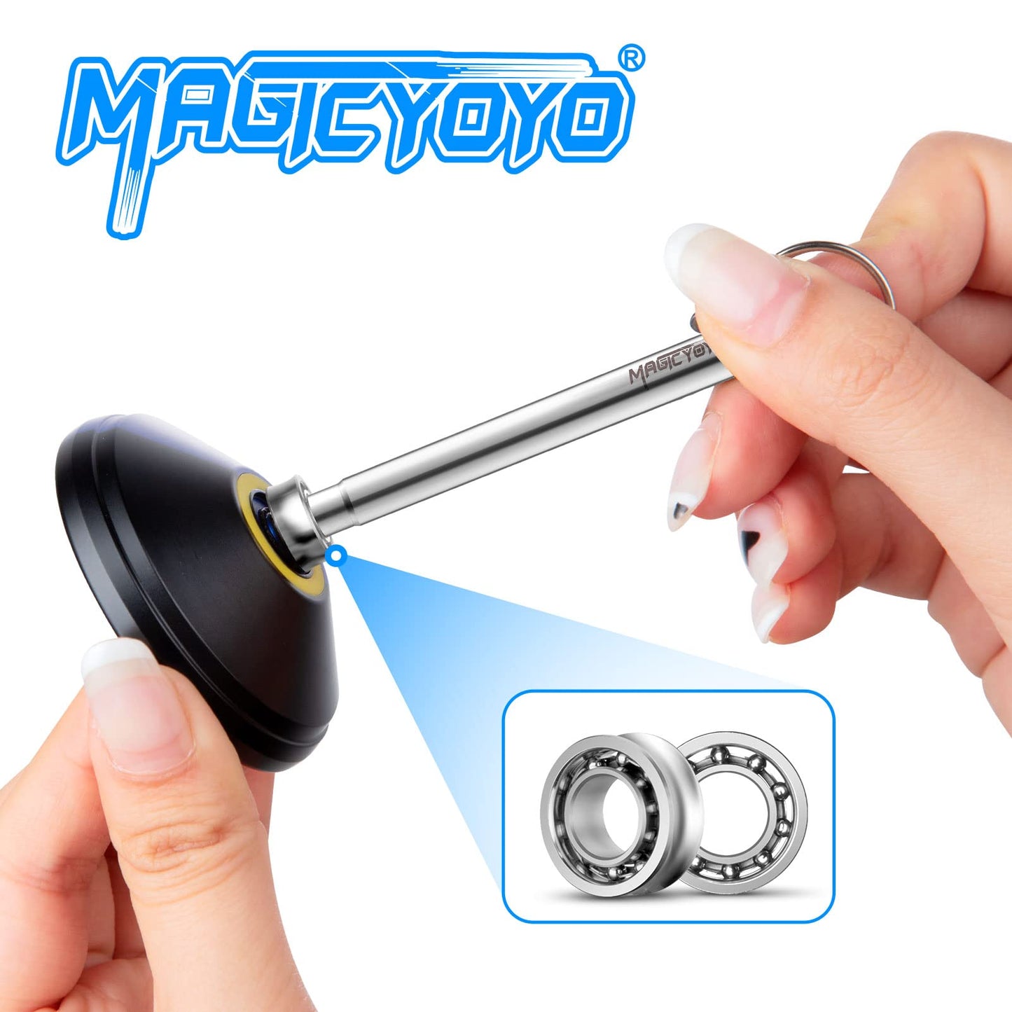 MAGICYOYO Unresponsive Bearings - Rustless Stainless 10 Ball Yoyo Bearings + 6 Axles (8mm/10mm/12mm) + Bearing Remover Tool +2 Yoyo Strings