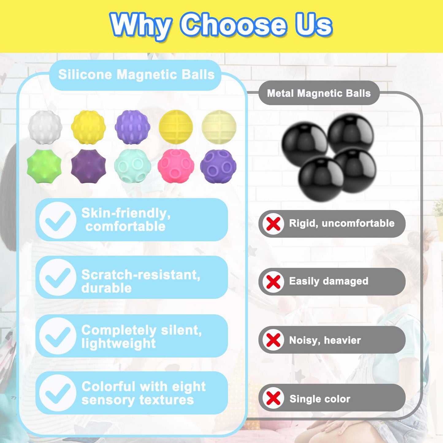 10Pcs Rainbow Texture Sensory Fidget Toy, Multi-Color Educational Science Kit for Anxiety Relief, 28mm DIY Mutual Attraction Desk Balls for Kids