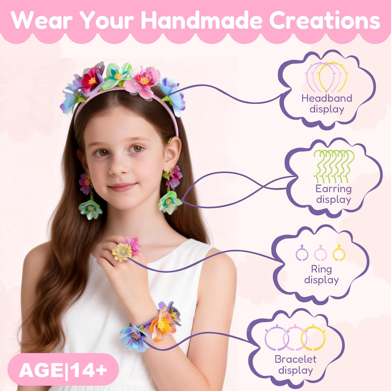 IBLOTIME Fabric Flower Bouquet Craft Kit Easter DIY Flower Press Arts Crafts Bouquet Making Set Creative Gift Christmas Birthday Ages 14+