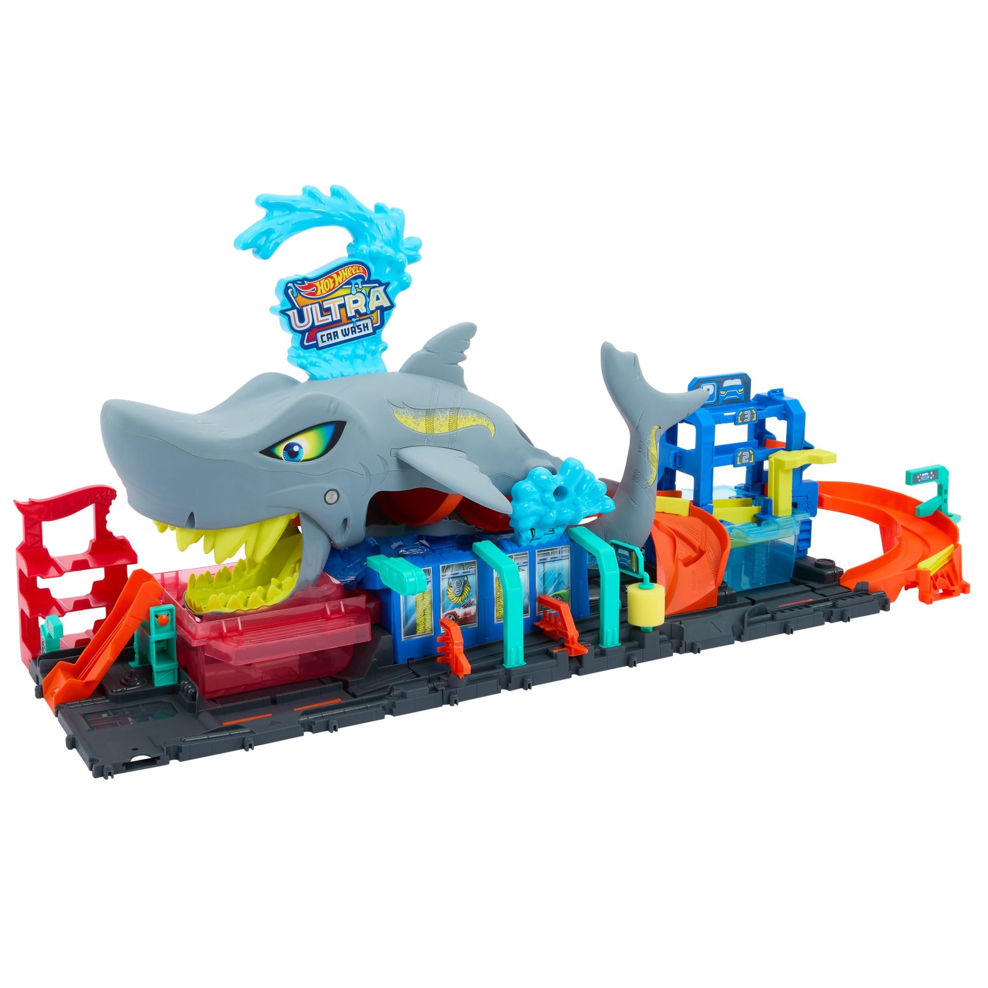 Hot Wheels City Ultra Shark Car Wash & Color Reveal Toy Vehicle