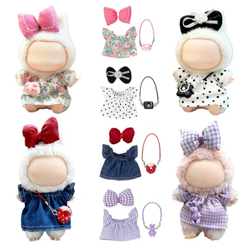 17 cm Doll Clothes 4 Sets - 6.7 Inches Cute Dolls Dress Outfits - Premium Fashion Accessories?Luxury Chic Doll Clothing & Style Bundle 3Pcs Set?Cute