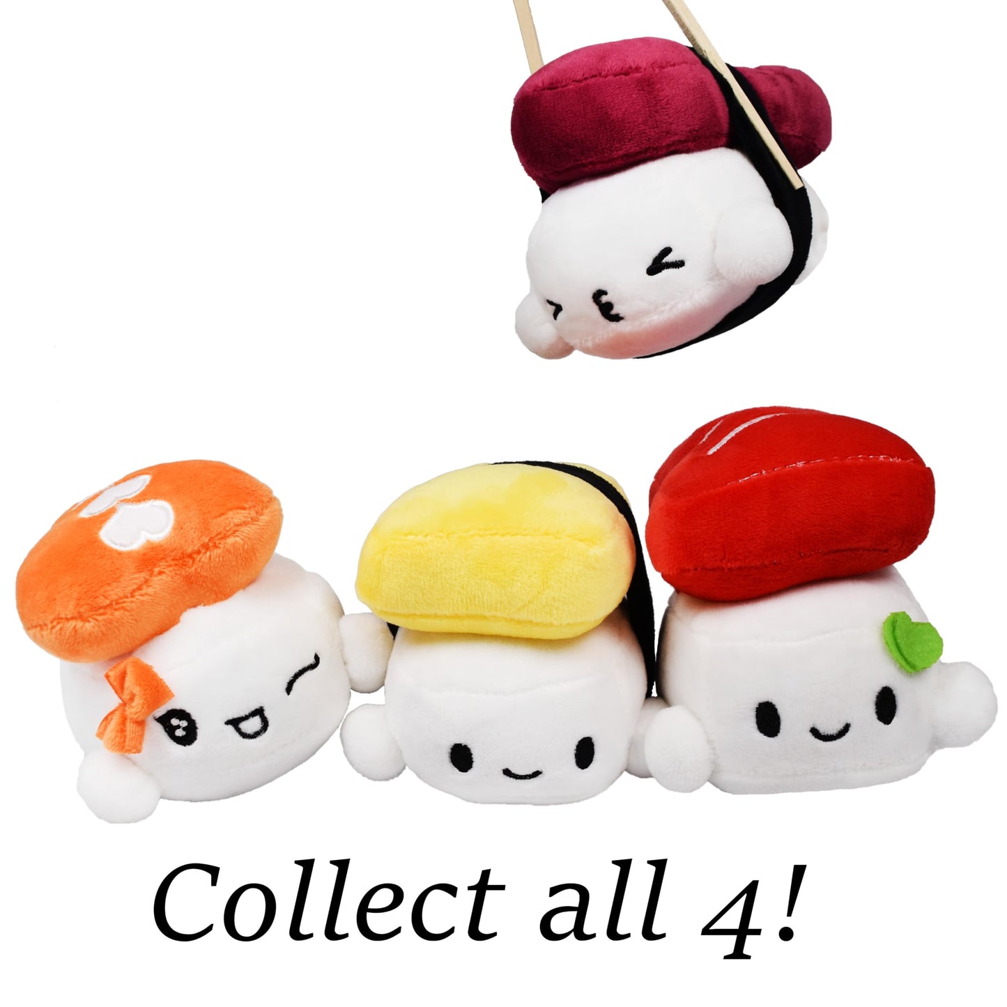 Mango Steam Soft Stuffed Cute Kawaii Sushi Plush/Stuffed Animal/Pillow/Toy (Set of 4) Large, 10 inches (26 cm)