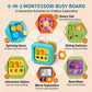 Koknwoa 6-in-1 Montessori Busy Board for Toddlers 1-3, Sensory Activity Board with Fine Motor Skills Toys, Portable Travel Toy, Educational Learning