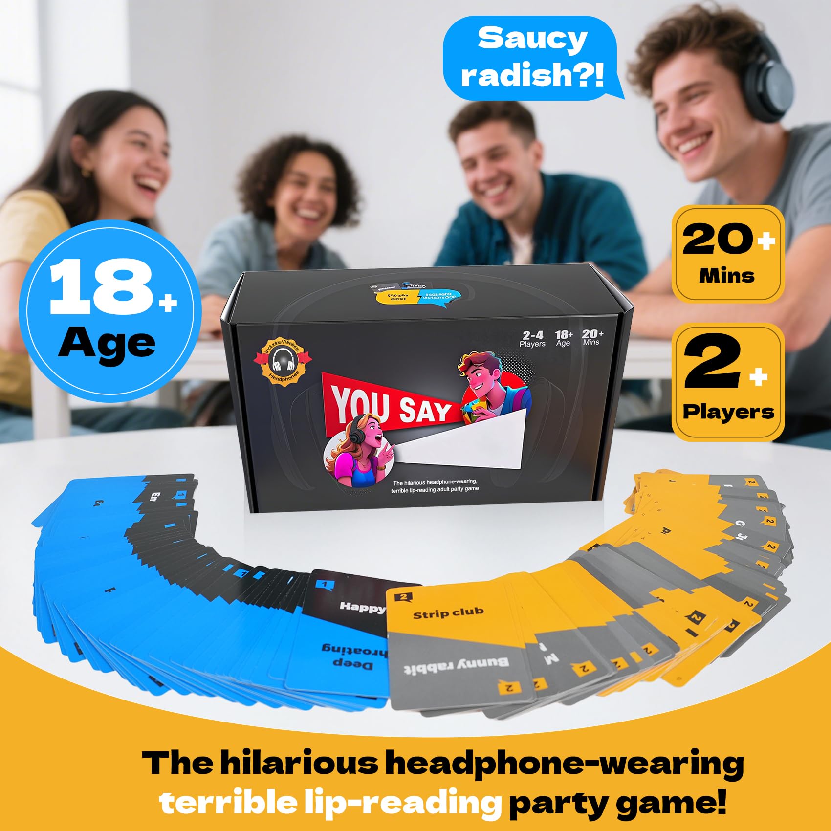 ATG You SAY I Speculation - 2026 New Sorry Board Game Lip Reading Party Fun Games for Adults, The Headphone Challenge TikTok Popular Card Game for 18+