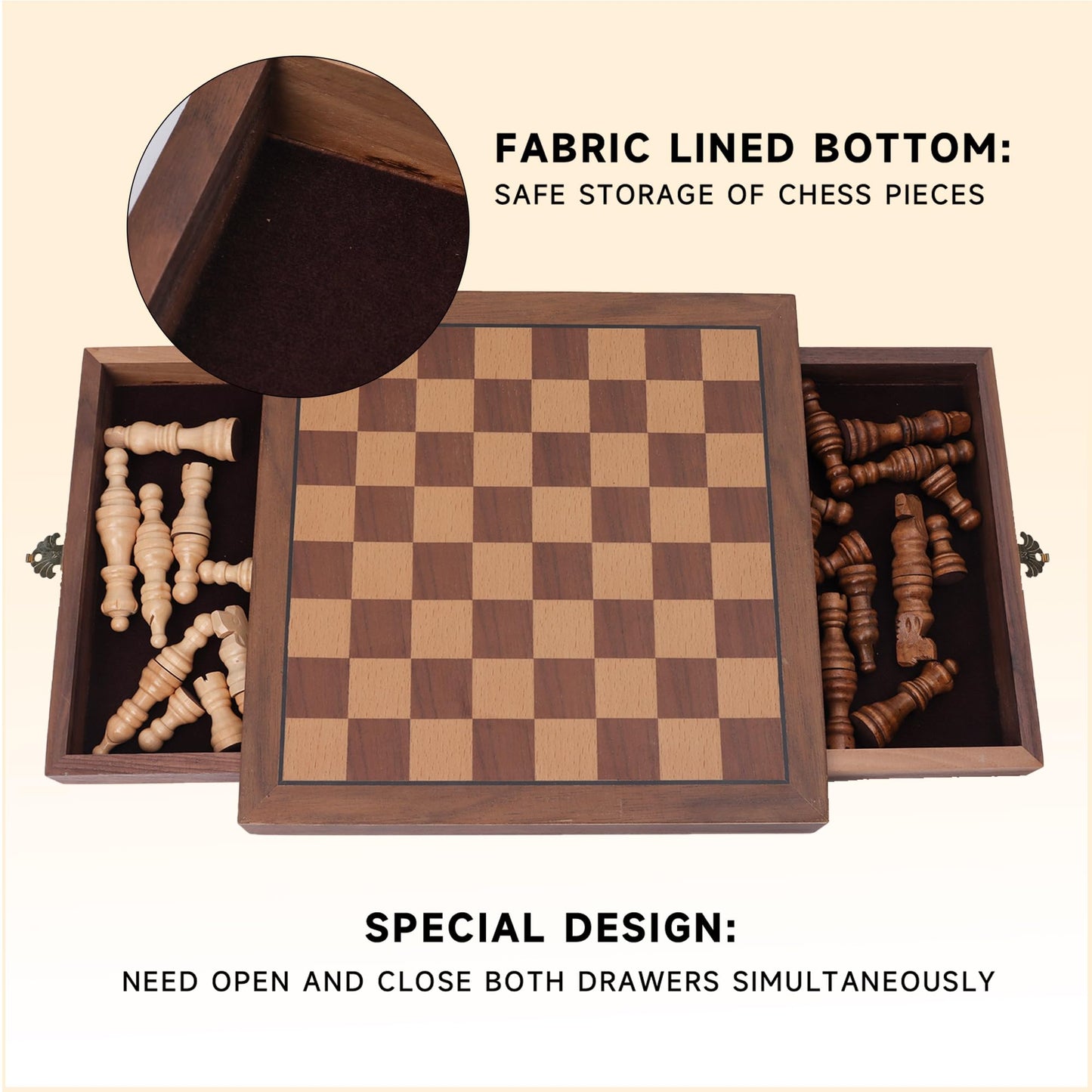 GSE Games & Sports Expert 10" Magnetic Chess Set, Wooden Chess Board Game Set with Drawers, Classic Portable Travel Board Game for Kids & Adults