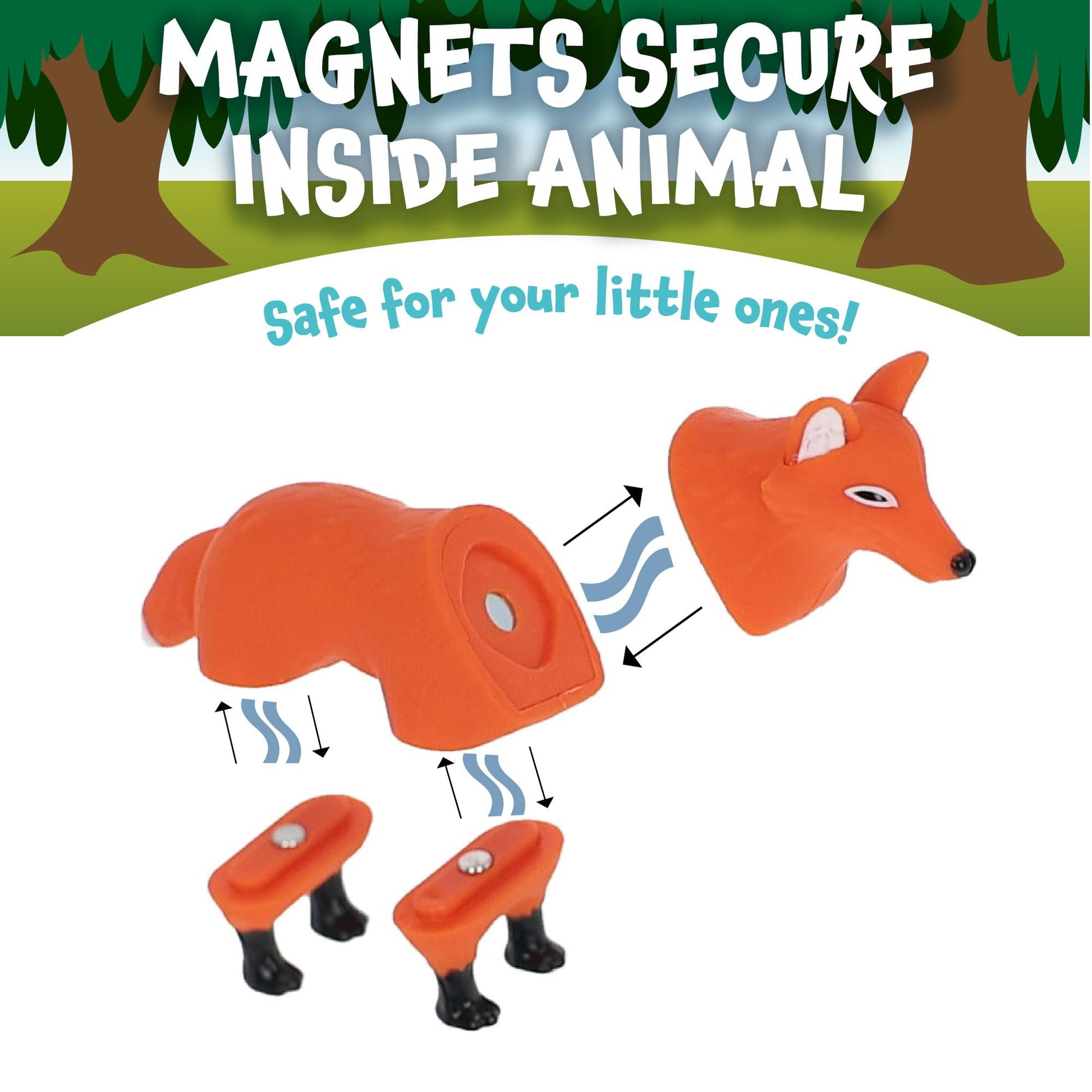 POPULAR PLAYTHINGS Magnetic Forest Animals for Toddlers 1-3, Mini Mix or Match Animal Toys, Gift for Kids, Set of 4