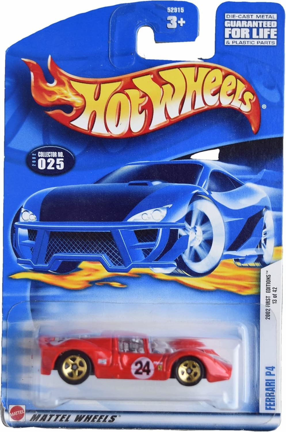 Hot Wheels Ferrari P4, 2002 First Editions 13/42, red
