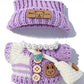 Evowatt Doll Outfits, Clothes for Labubu 17cm Doll, 4-Piece Knitted Doll Clothes Set - Striped Sweater, Beanie Hat, Mini Bag & Shell Bracelet, Purple
