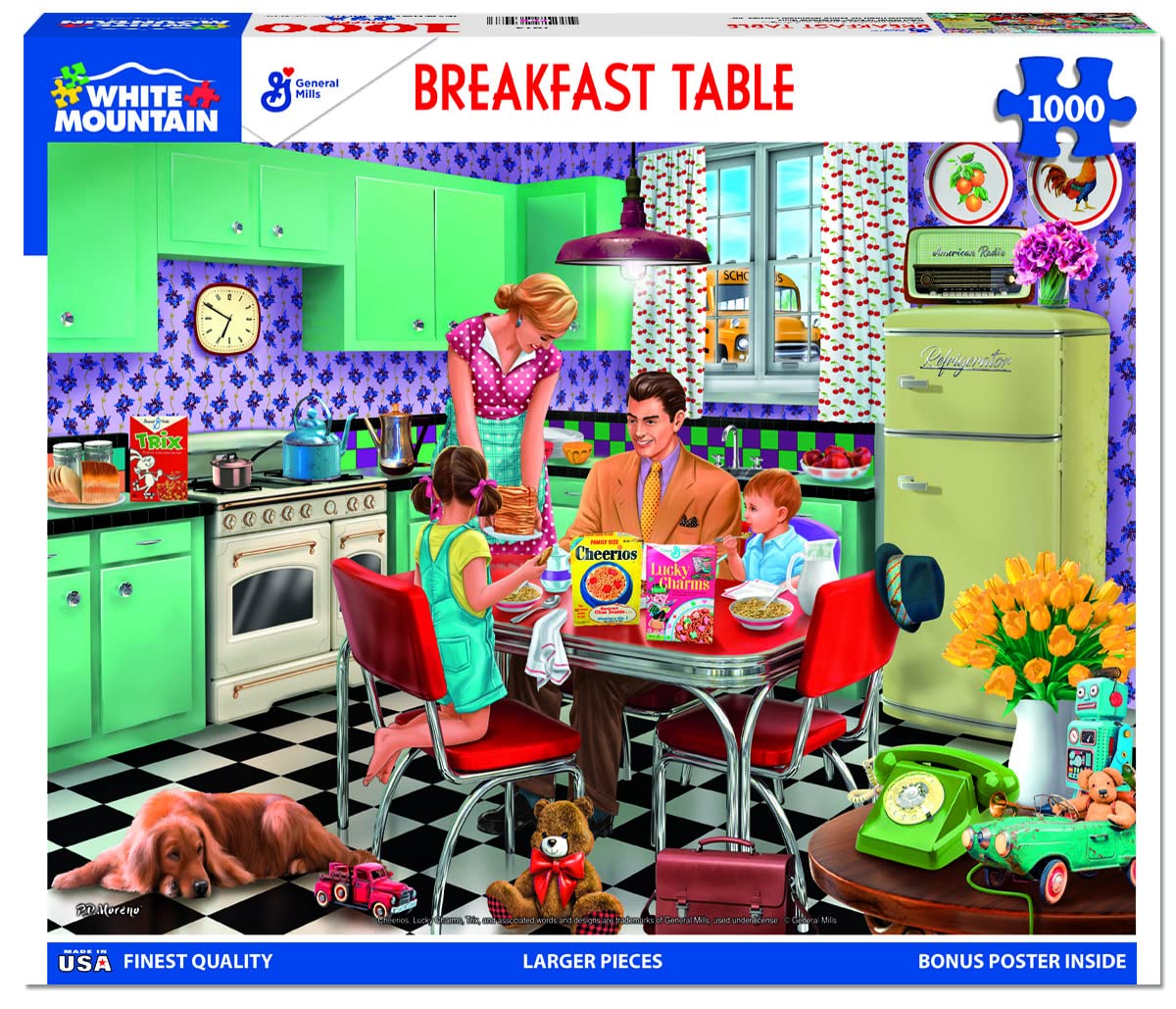 White Mountain 1000 Piece Jigsaw Puzzle Retro Family, Breakfast Table