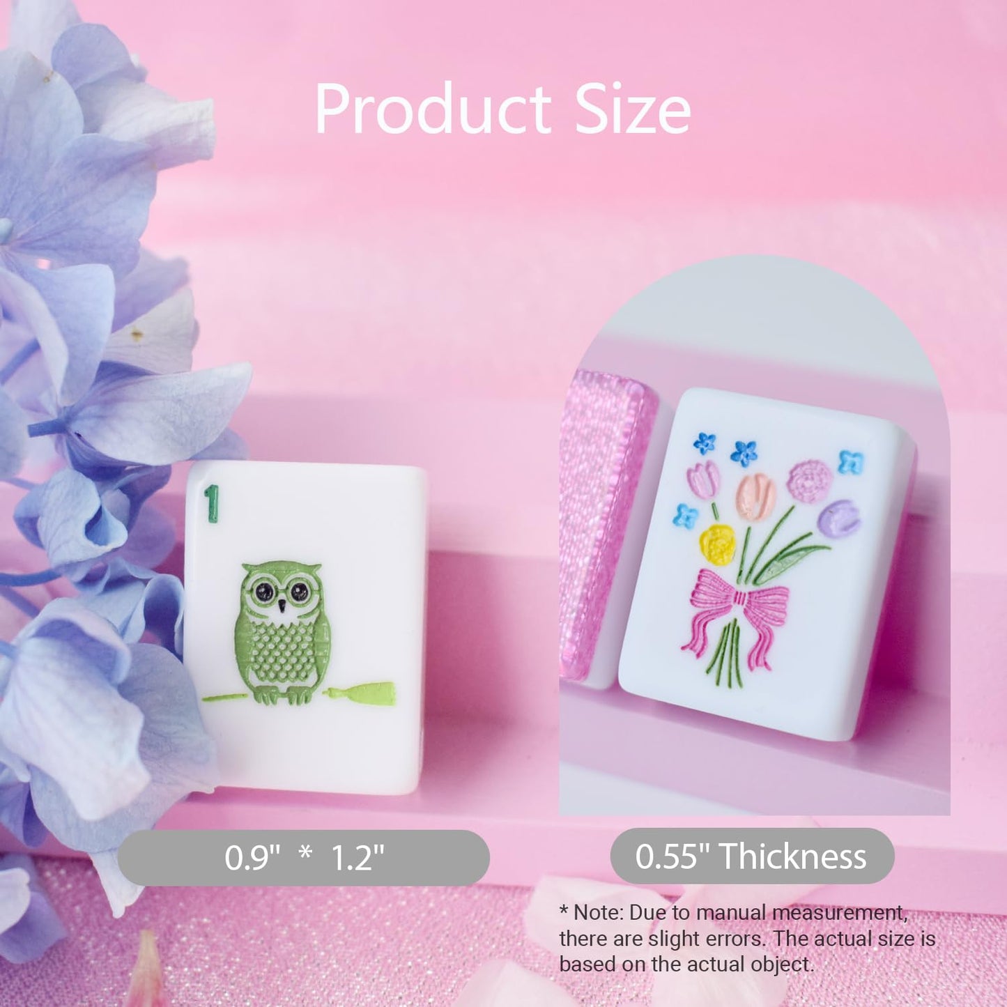 HYZYey Mahjong Tile Set 160 Acrylic Sparkle Pink Blossom American Mah Jongg Game Tiles with 6 Dice PU Bag Accessories Gifts for Majong Players