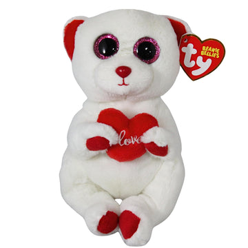 Ty Beanie DESI - White Valentine Bear Carrying Red Heart - 6"