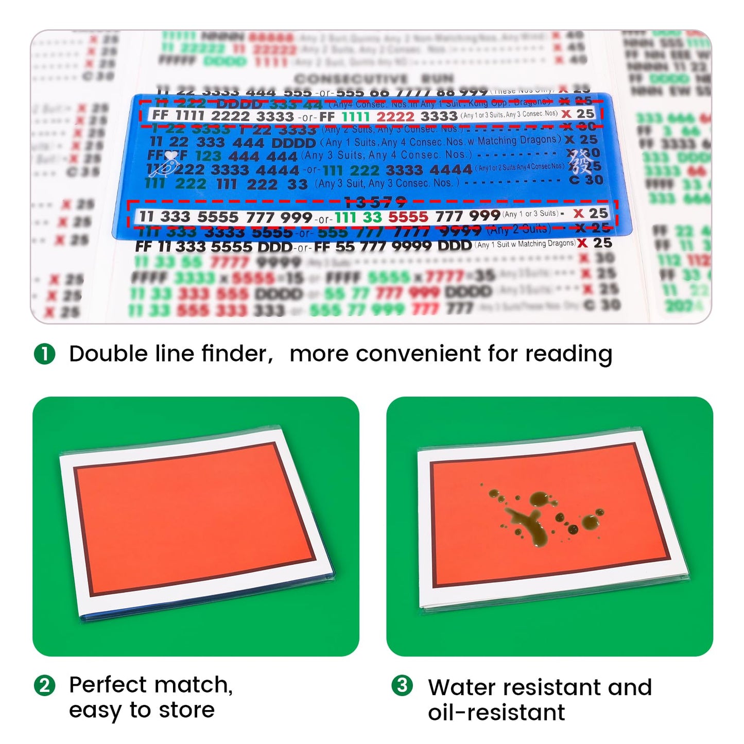 Mahjong Card Line Positioning Set (4Pcs Mahjong Line Finder and 4Pcs Card Sleeve) Applicable for 2026, Quickly Track Line Guides, Easy to Remove