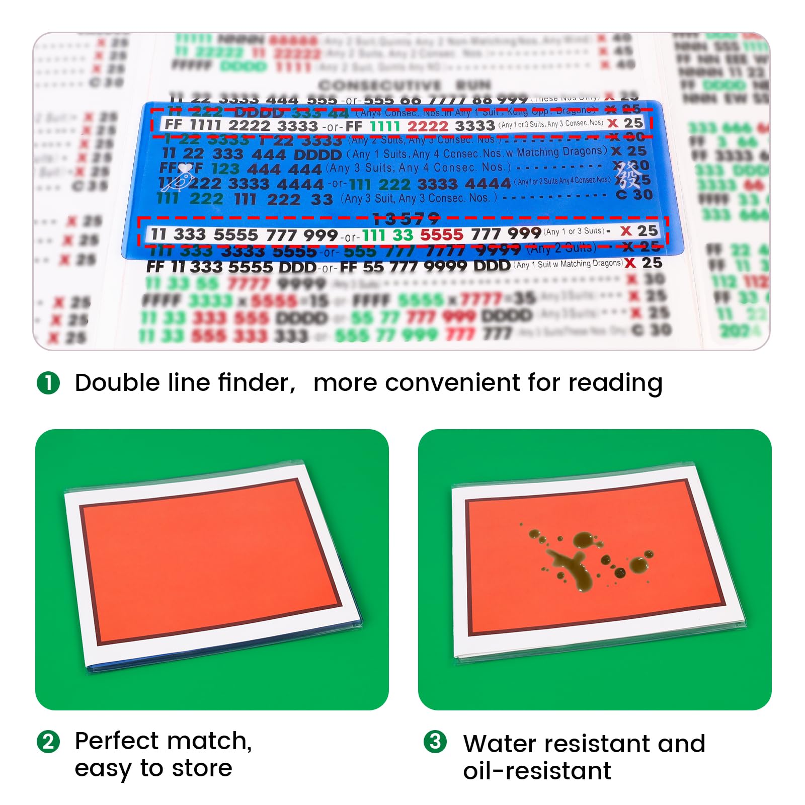 Mahjong Card Line Positioning Set (4Pcs Mahjong Line Finder and 4Pcs Card Sleeve) Applicable for 2026, Quickly Track Line Guides, Easy to Remove