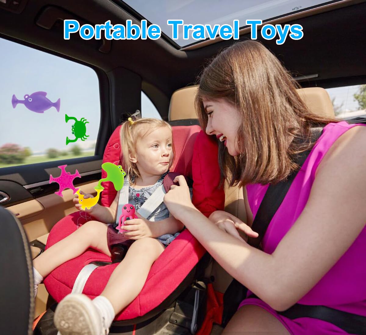 Suction Bath Toys for Kids, 9 PCS Silicone Ocean Animal Suction Cup Toys, Mold Free No Hole Bathtub Toy, Sensory Window Building Toy Gifts for Toddler