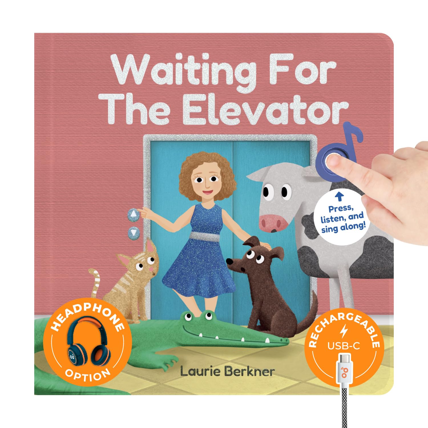 Cali's Books Waiting for The Elevator by Laurie Berkner - Music Book for Toddlers 1-3 Years Old - Musical Book, Headphone Jack, Interactive Baby Sound