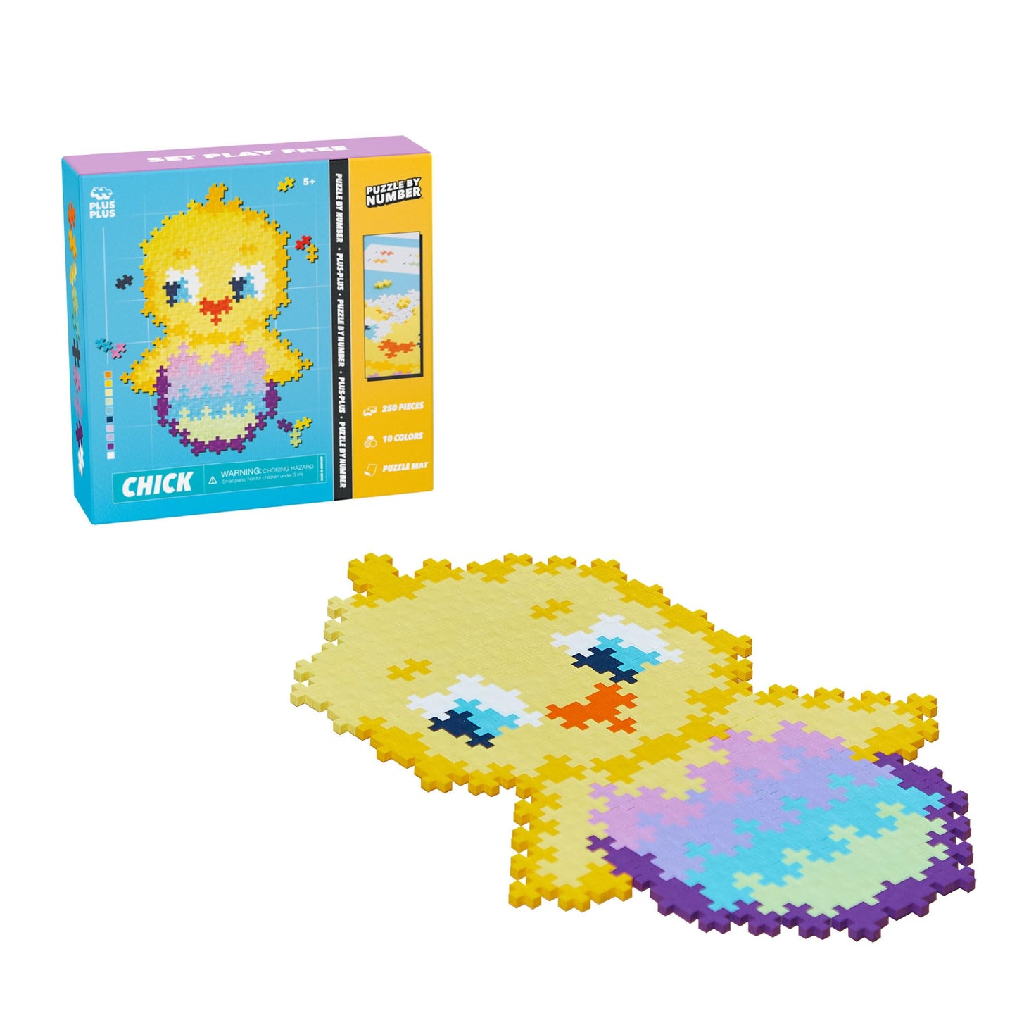 Plus Plus Puzzle By Number, Chick - 250 Piece Building Block Set