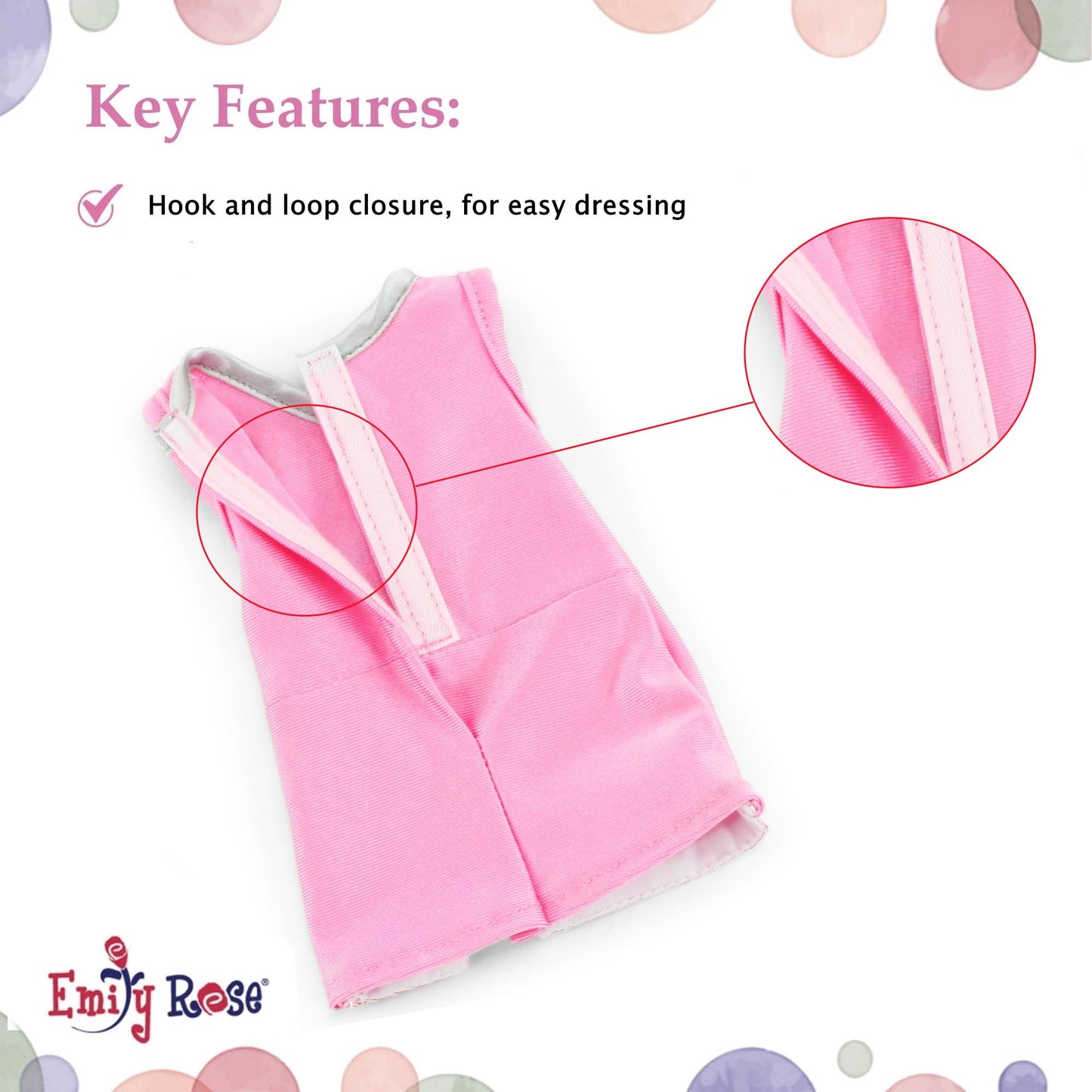 Emily Rose 14 Inch Fashion Doll Clothes 5-PC Pink Cheer Cheerleader Outfit, Includes Pom-poms, Bloomers, Hair Tie and Shoes | Halloween Costume