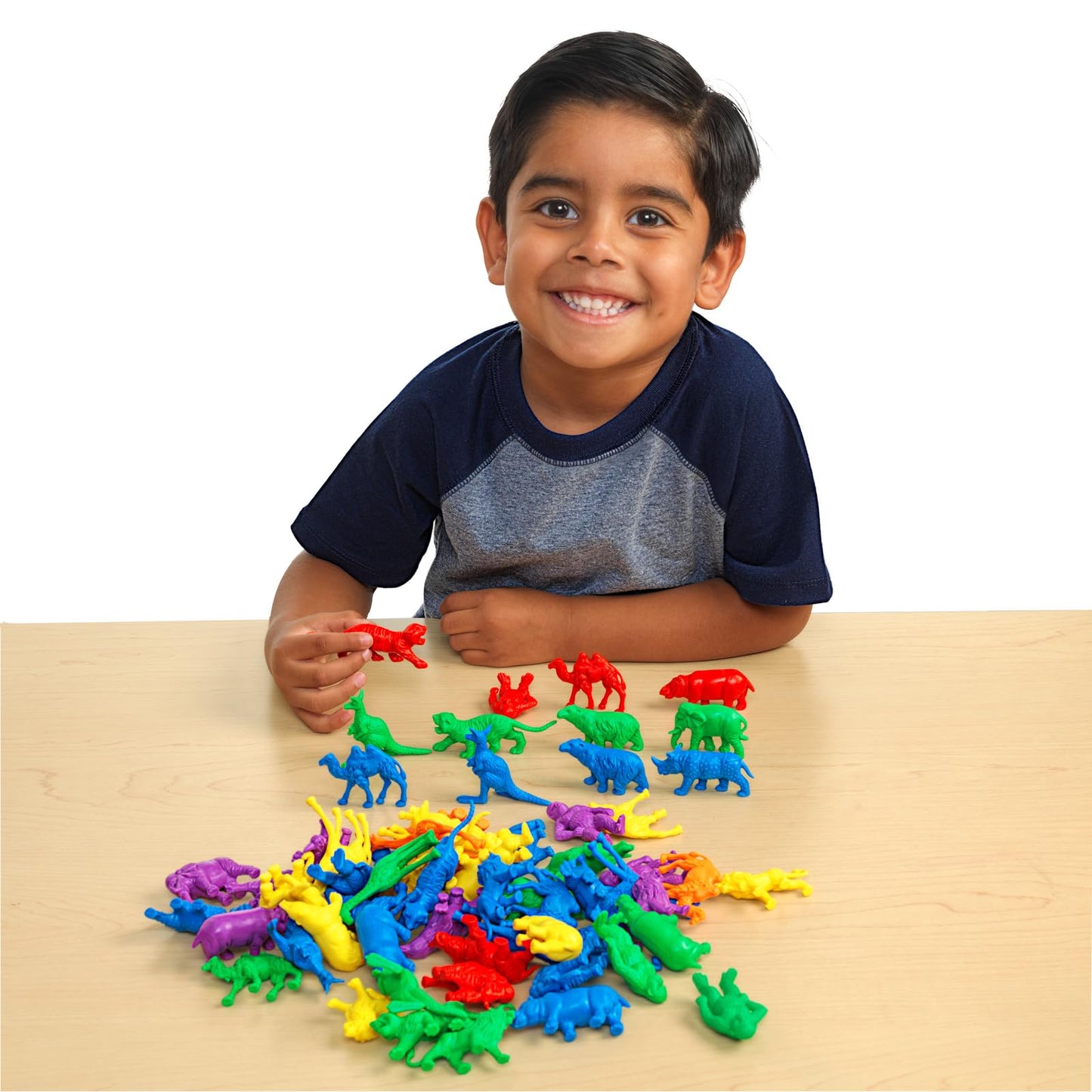 Excellerations Math Manipulatives Set of 120 Jungle Animal Counters 1.5 inches -2 inches, STEM Educational Toy for Mathematics, Preschool