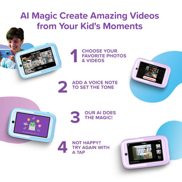 myFirst Camera 50 AI Camera for Kids, 20MP Dual Lens, 1080P Video, Kids Digital Camera with Selfie Light, AI Editor, Safe Sharing, Video Diary, 16GB