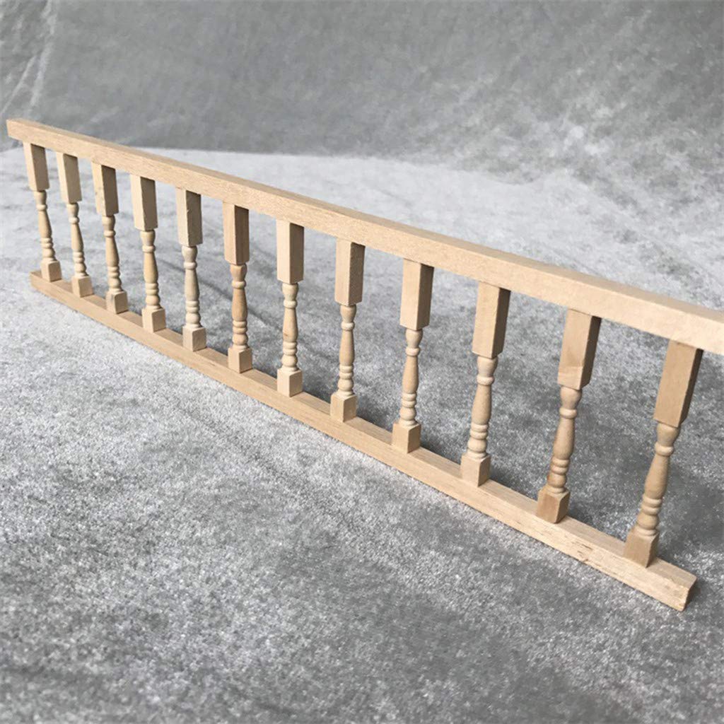 SXFSE Dollhouse Decoration Accessories,Miniature Fence Handrail 1:12 Mini Dollhouse Fence Cute House Mini Fence (Beige, 2 Pcs)