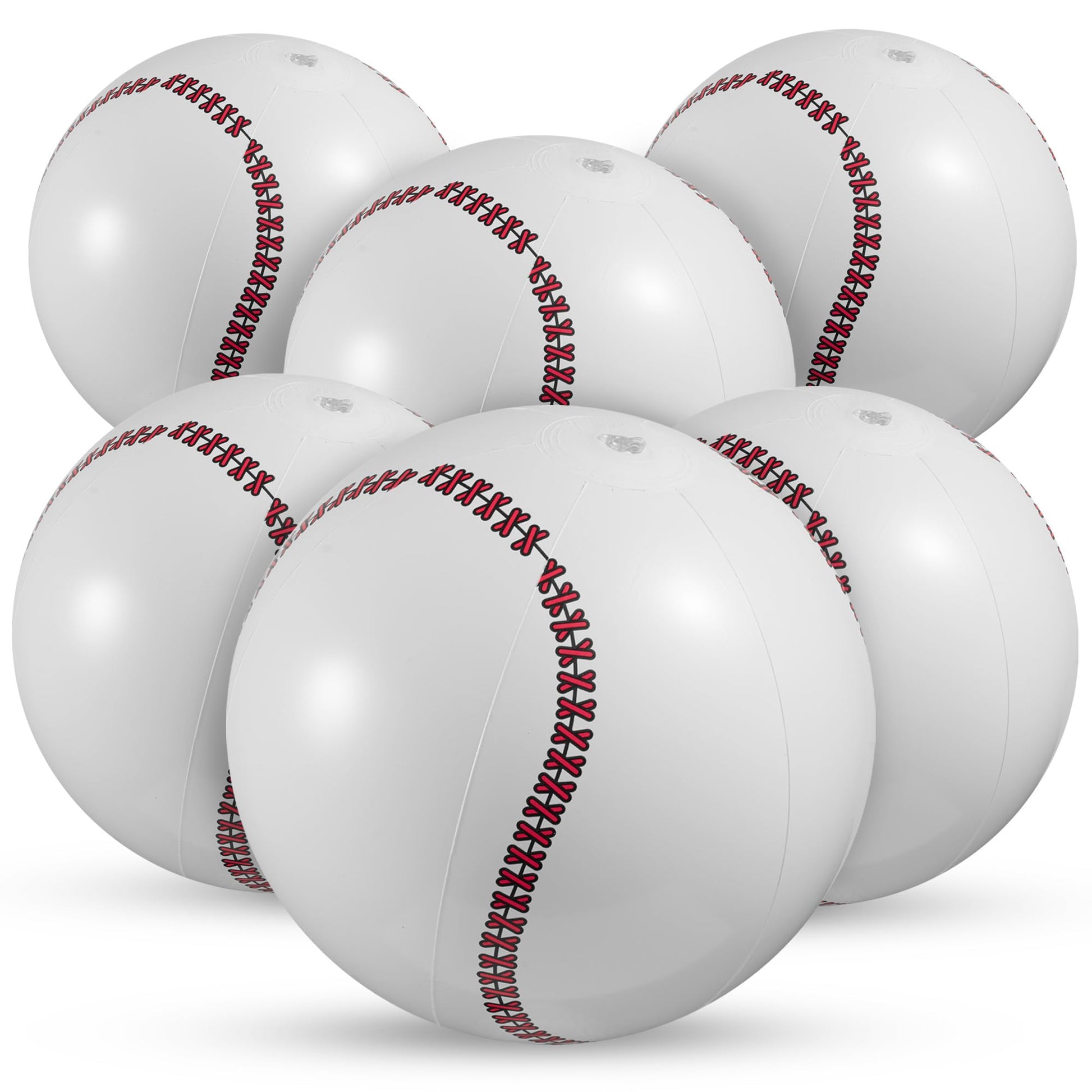 KiddieLoot Inflatable Baseball Beach Balls for Kids, 16 inch (6-Pack)