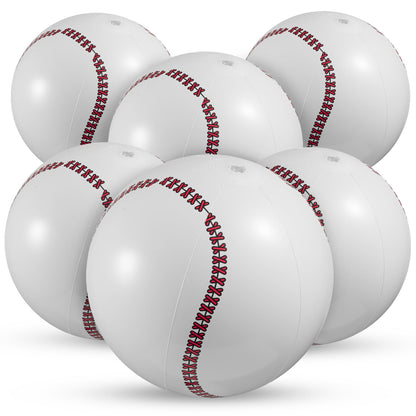 KiddieLoot Inflatable Baseball Beach Balls for Kids, 16 inch (6-Pack)