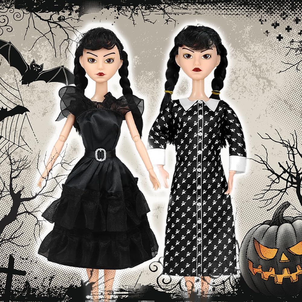 Dumwick 11.5'' Adams Doll with Gift Box, High Heels, Black Dress, and Hair, Perfect Christmas and Birthdays Toy Gift for Girls & Fans(A1)