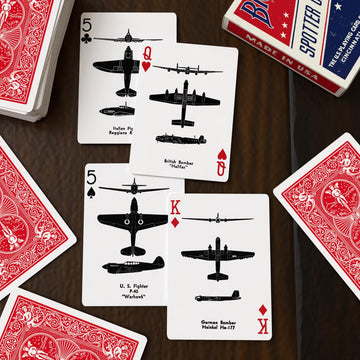 Bicycle Spotter (Red) Playing Cards Deck - Historical WWII Collectible Vintage Deck Featuring Airplane Identification, Ideal Gift for Marines Army