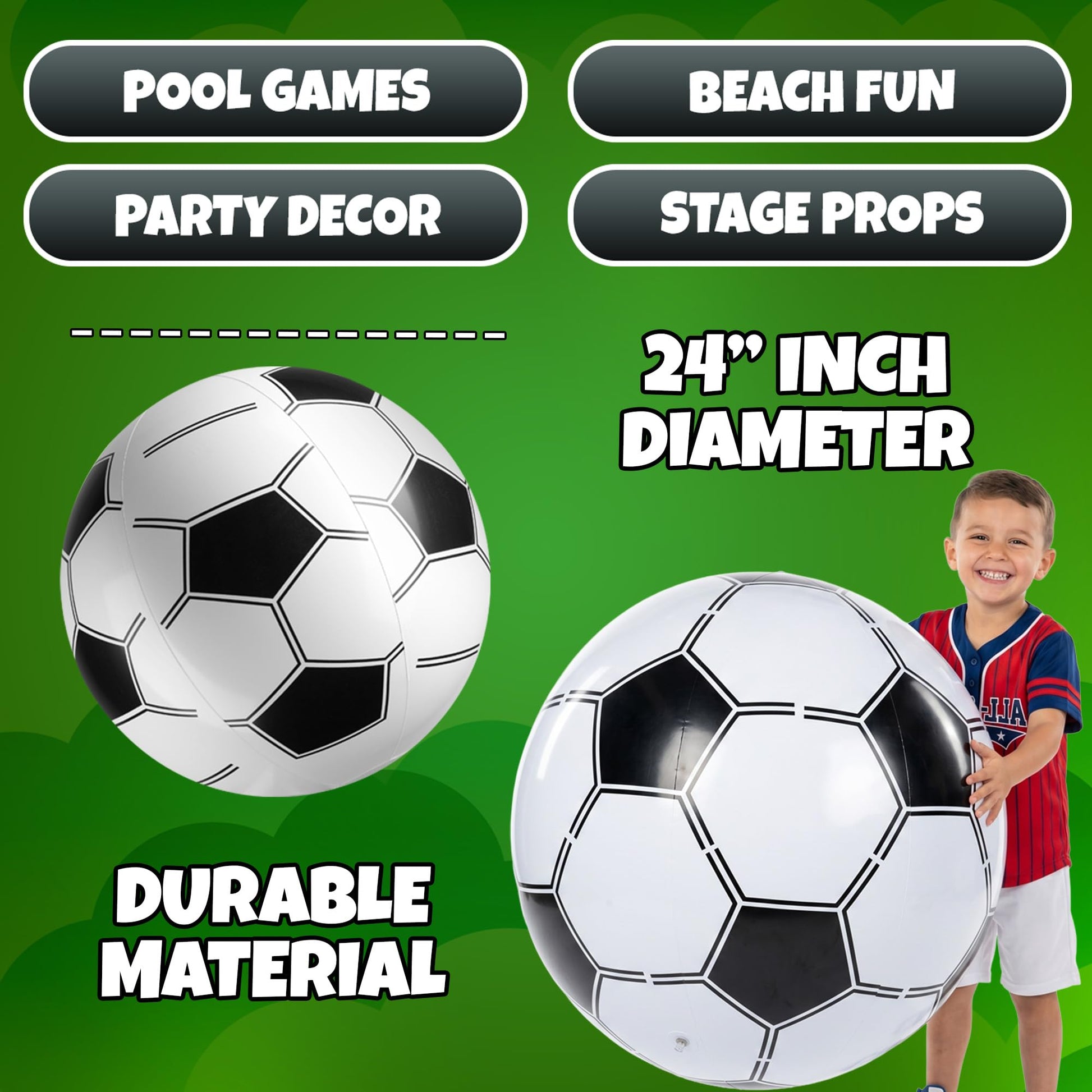 24-Inch Giant Inflatable Soccer Balls - Blow Up Party Decoration - 3 Pack