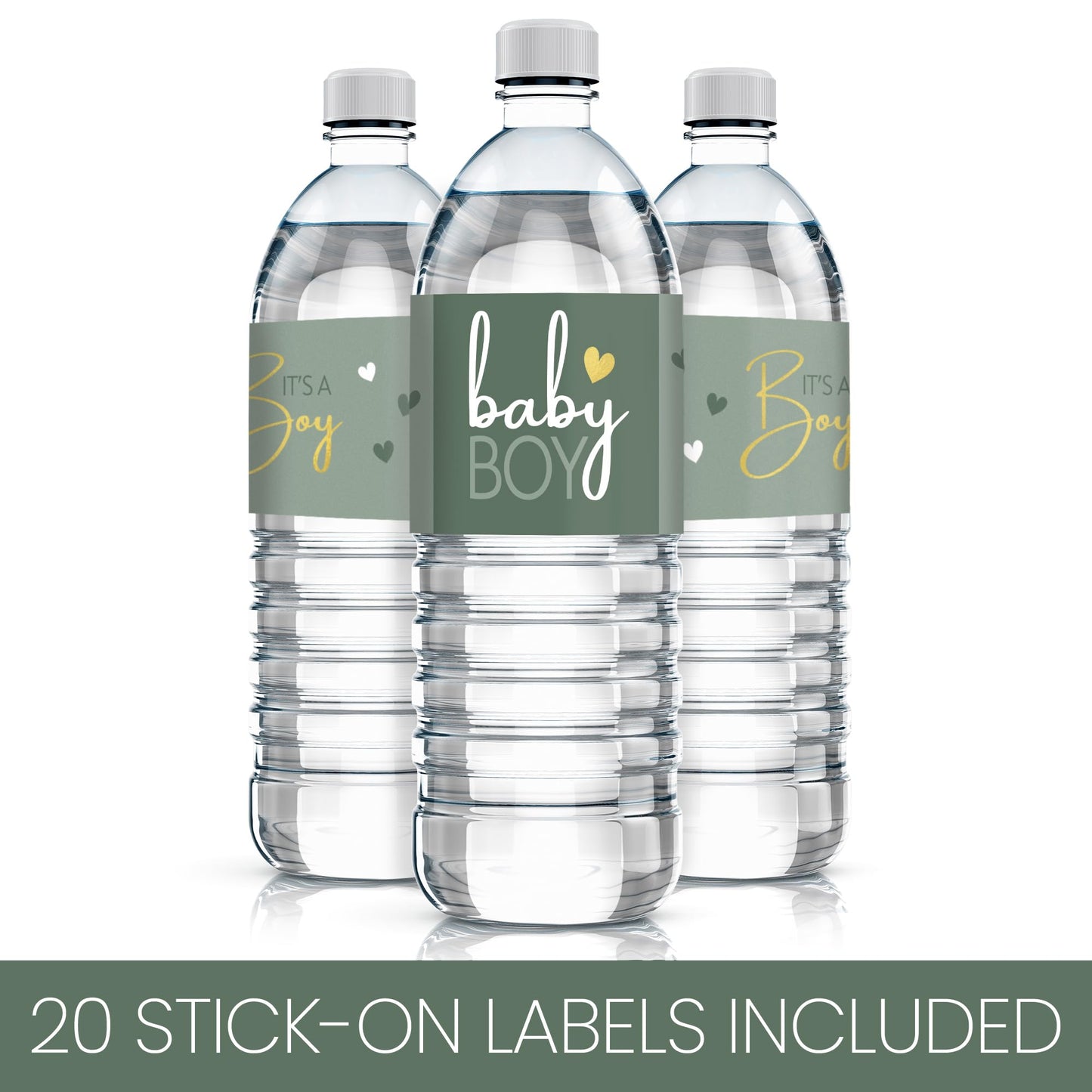 Green It's a Boy Baby Shower Water Bottle Labels, 20 Count