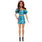 Barbie Fashionistas Style Doll #250 with Brown Hair, Wearing Turquoise Snake Print Skirt, Turquoise Snake Print Top, Black Strappy Heels