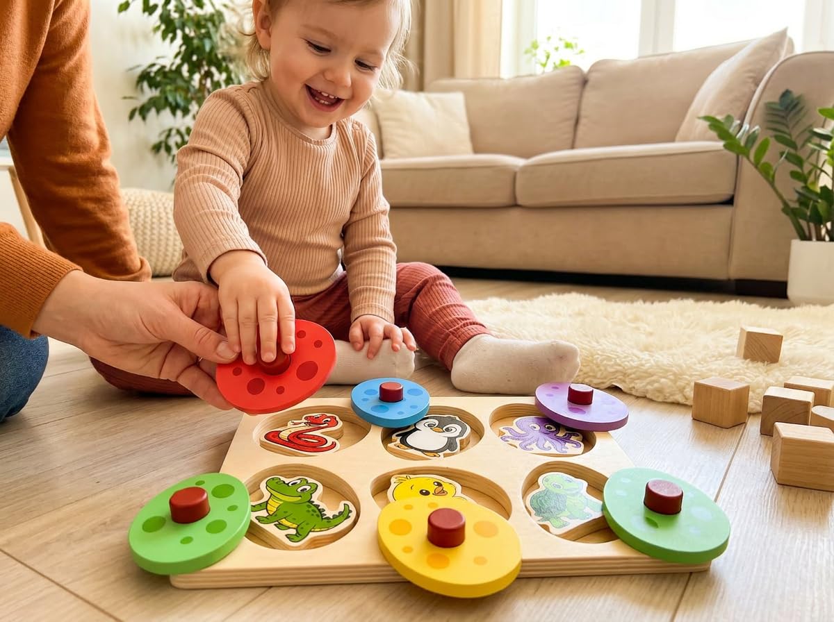 Egg Hatching Animal Puzzle for Toddlers 1-3, Wooden Montessori Toy
