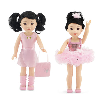 Emily Rose 14 Inch Fashion Doll Clothes 9-PC Ballet Essentials Bundle with Ballerina Practice Outfit & Sparkly Dance Recital Tutu | Halloween Costume