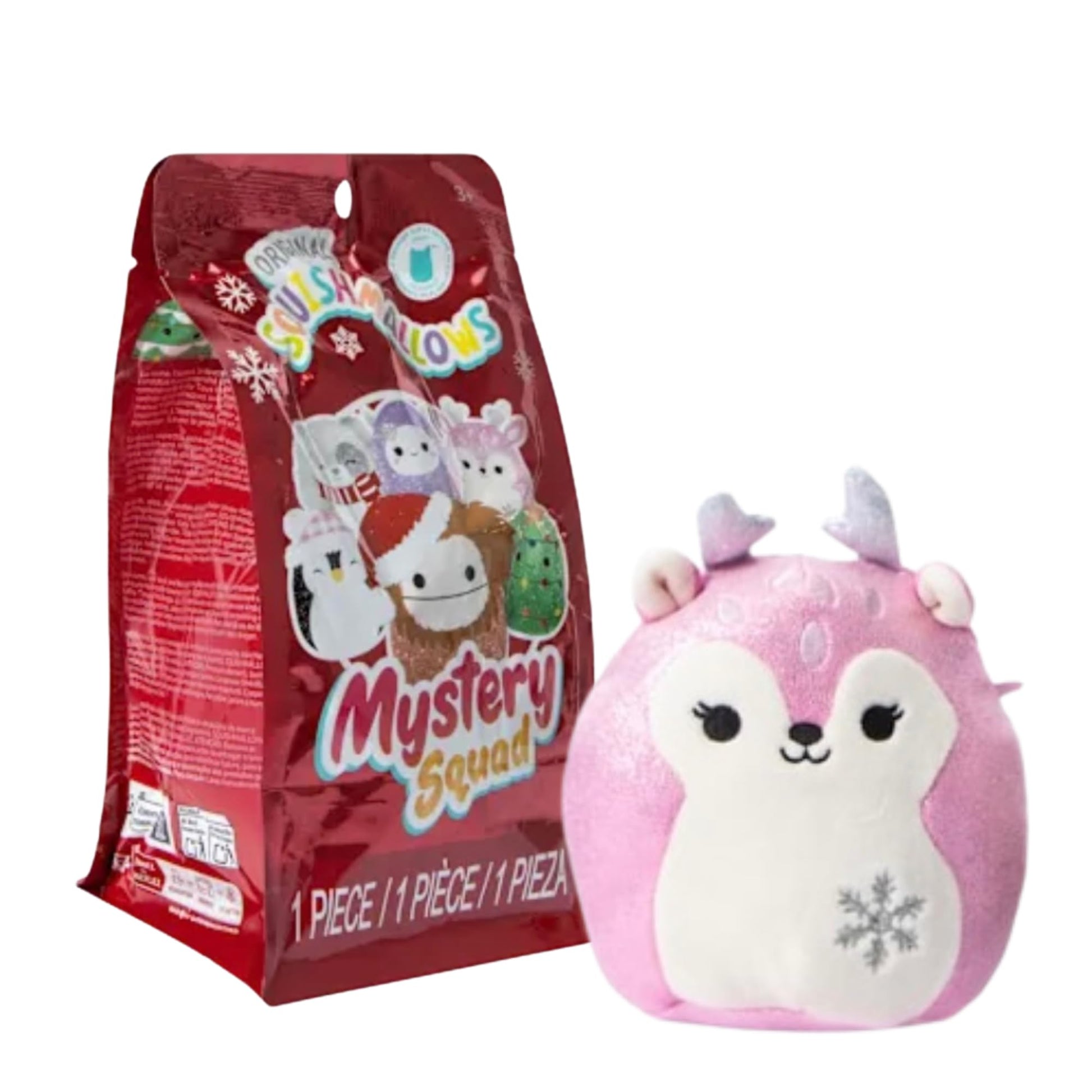 Squishmallows Mystery Squad Holiday Edition, Plush Blind Bag, Winter Christmas Theme Collectible, 1 Random Character, Age 3+