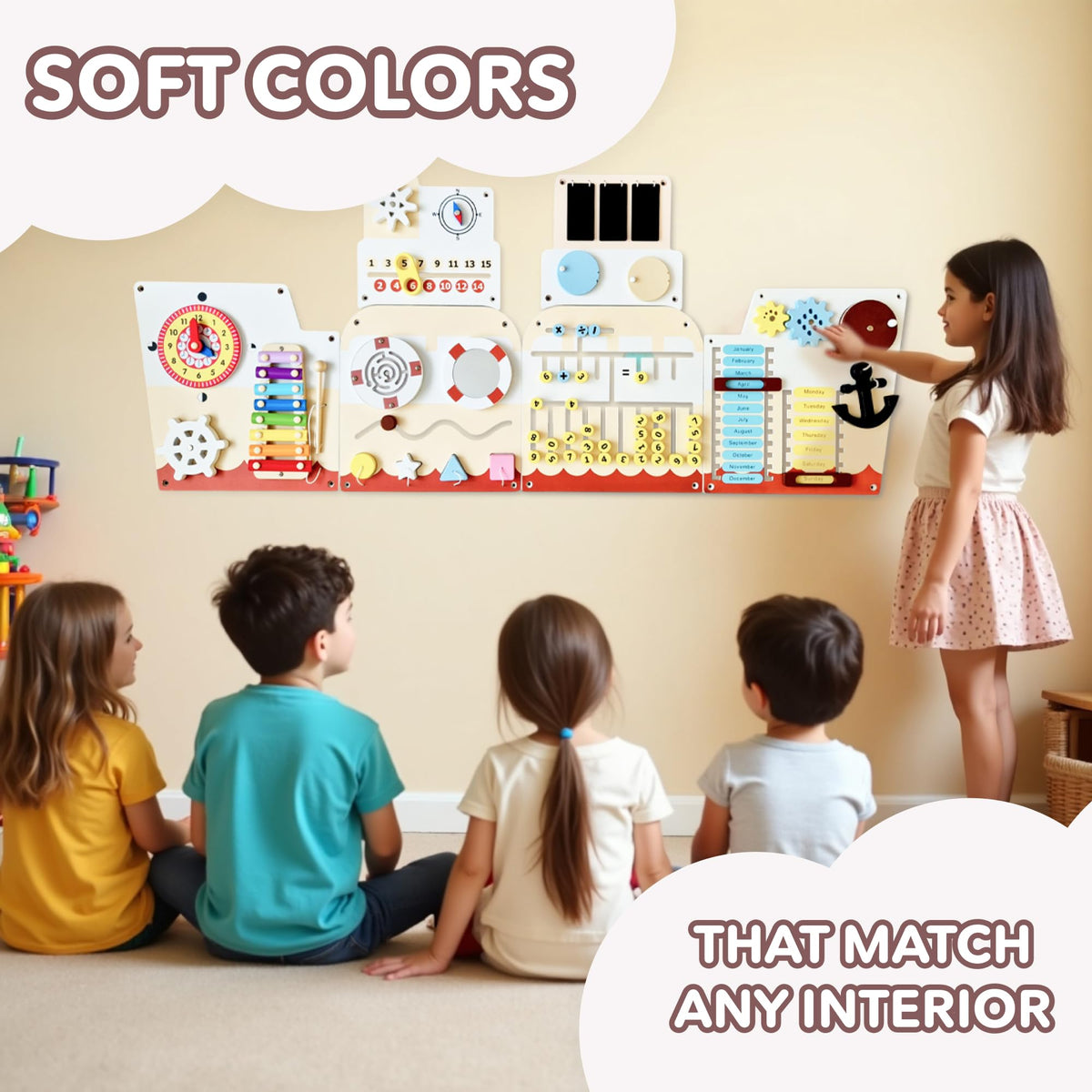 Cateam Sensory Wall Panel for Kids - Activity Wall Busy Board for Toddlers and preschoolers. 16in1 Learning Activity Center. Wooden Montessori Toys