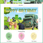 Ezcpigei Trash Truck Birthday Banner - 5x3ft, Green, 18pcs Balloons, Indoor, Wall Mount, Rectangular, Standard Banner, Waste Management