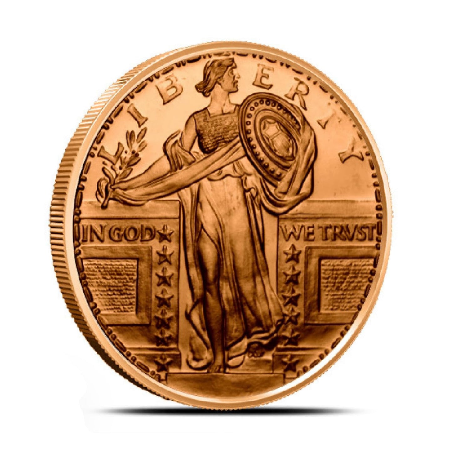 Twenty 1 Oz. Standing Liberty Copper Coin .999 Fine Copper Bullion Art Rounds in Coin Tube by Unique Metals