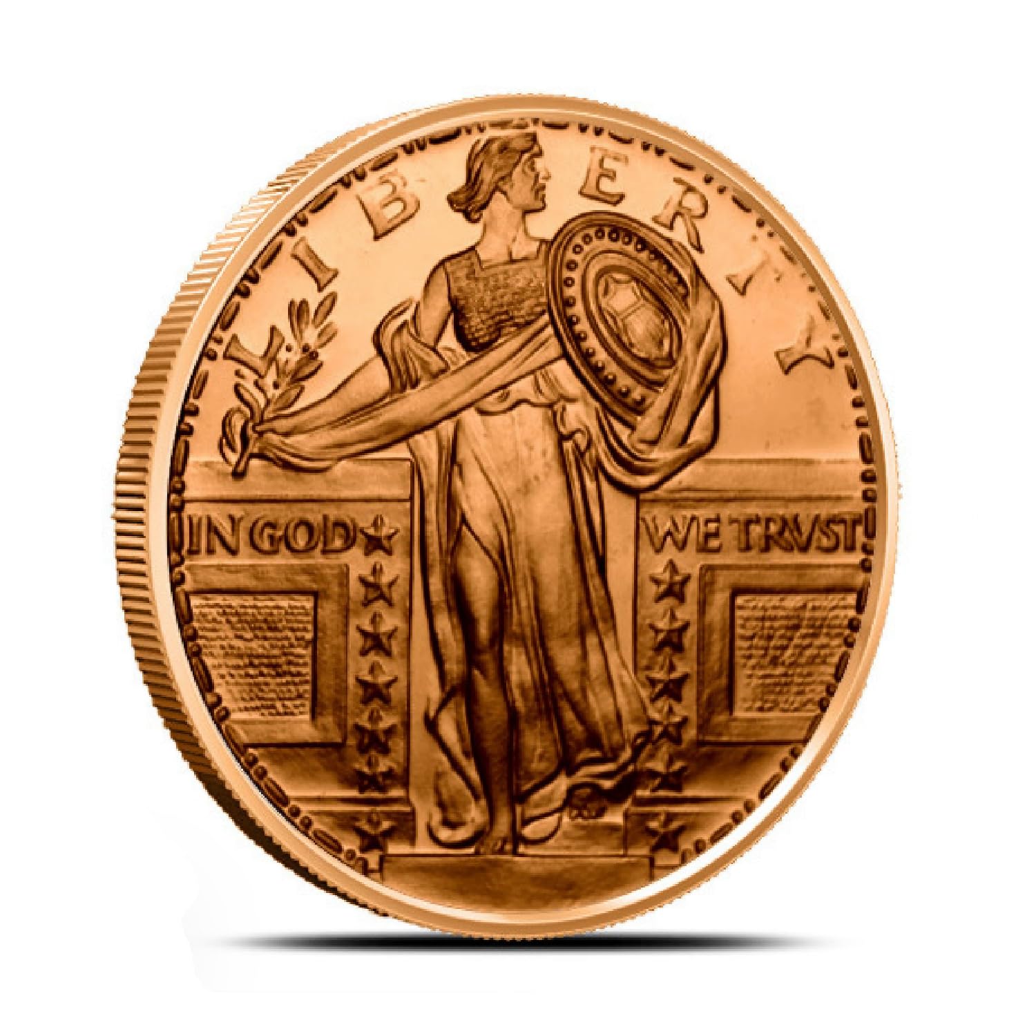 Twenty 1 Oz. Standing Liberty Copper Coin .999 Fine Copper Bullion Art Rounds in Coin Tube by Unique Metals