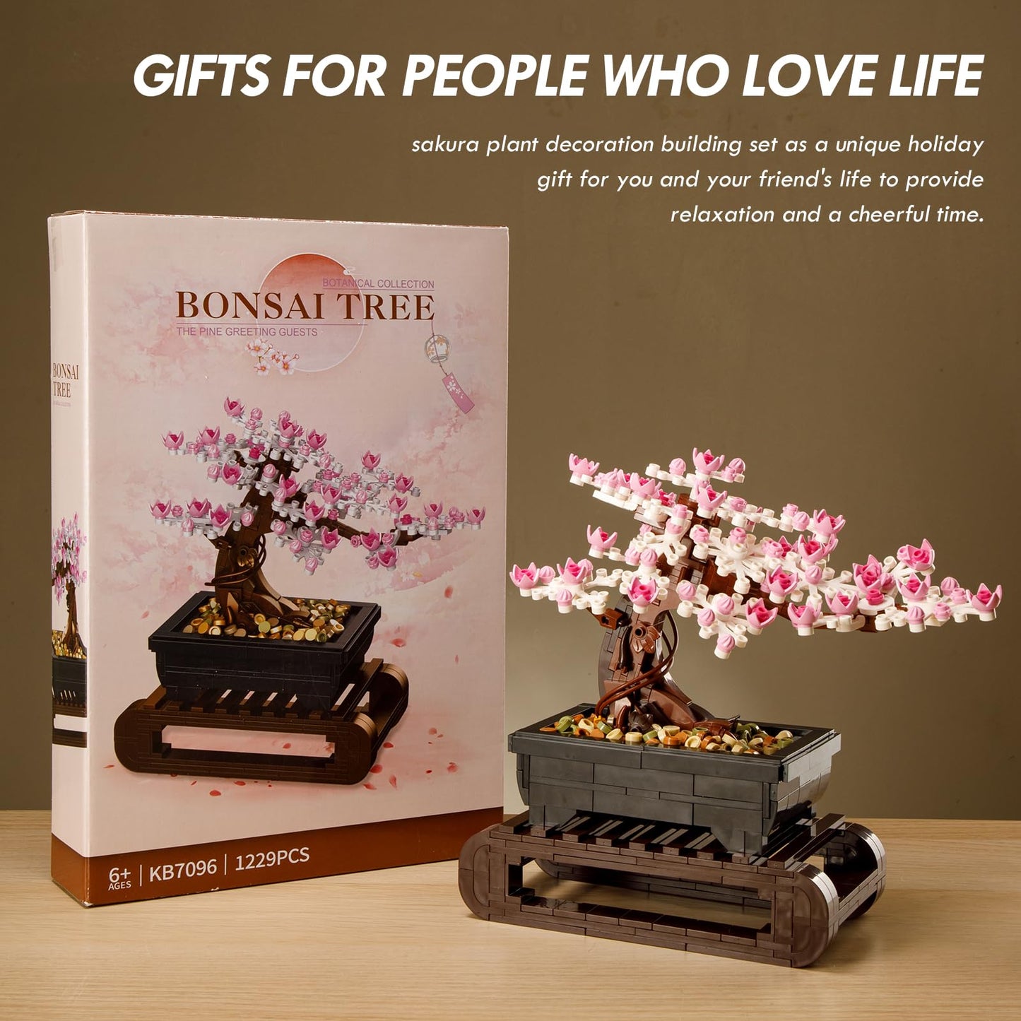 Vamuss 3-In-1Le-go Bonsai Tree Building Set,Cherry Blossom Tree Building Set,DIY Plant Model Botanical Collection Design Kit for Adults,Creative Gift