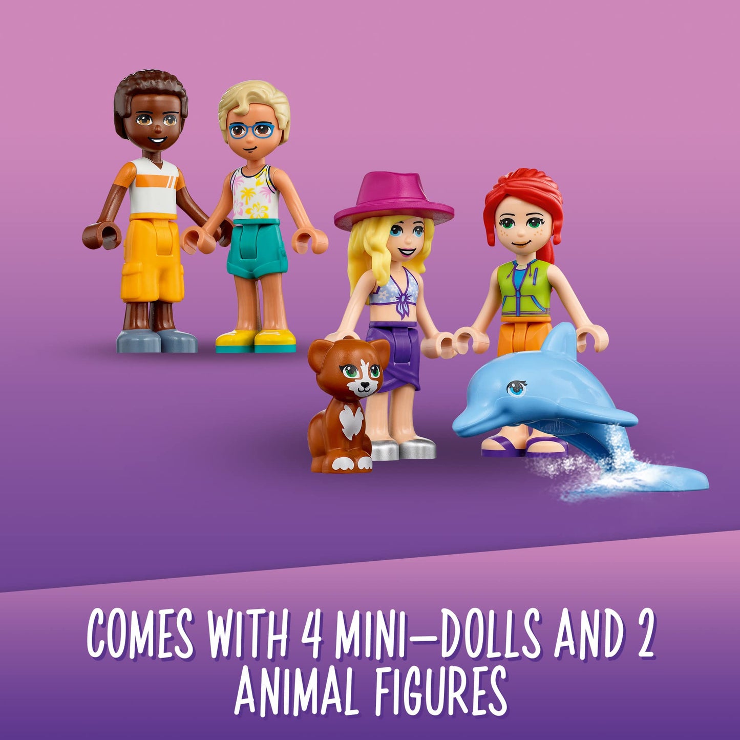 LEGO Friends Vacation Beach House 41709 Building Kit; Gift for Kids Aged 7+; Includes a Mia Mini-Doll, Plus 3 More Characters and 2 Animal Figures to