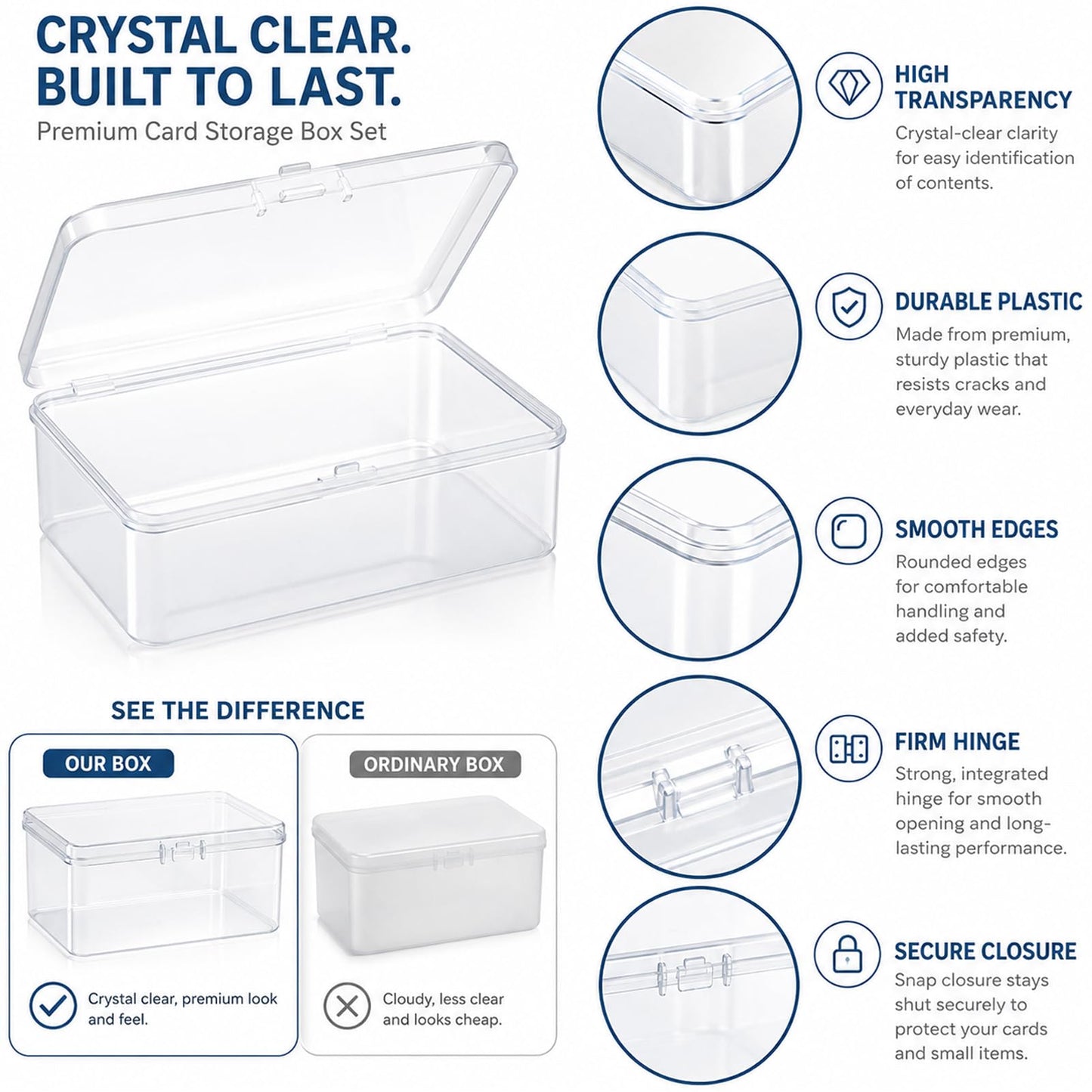 Gansita 4Pcs Clear Playing Deck Card Storage Box Plastic Card Boxes Playing Card Boxs High Capacity Playing Card Case 4.3 x 2.95 x 2.17 Inch Organizer