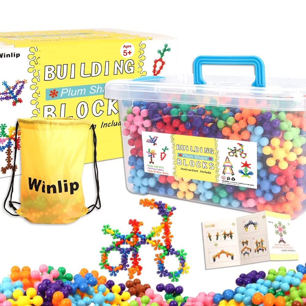 330 pcs Building Blocks, Educational Building Toys Stem Toys Building Discs Sets Interlocking Solid Plastic for Preschool Toddlers Girls and Boys by