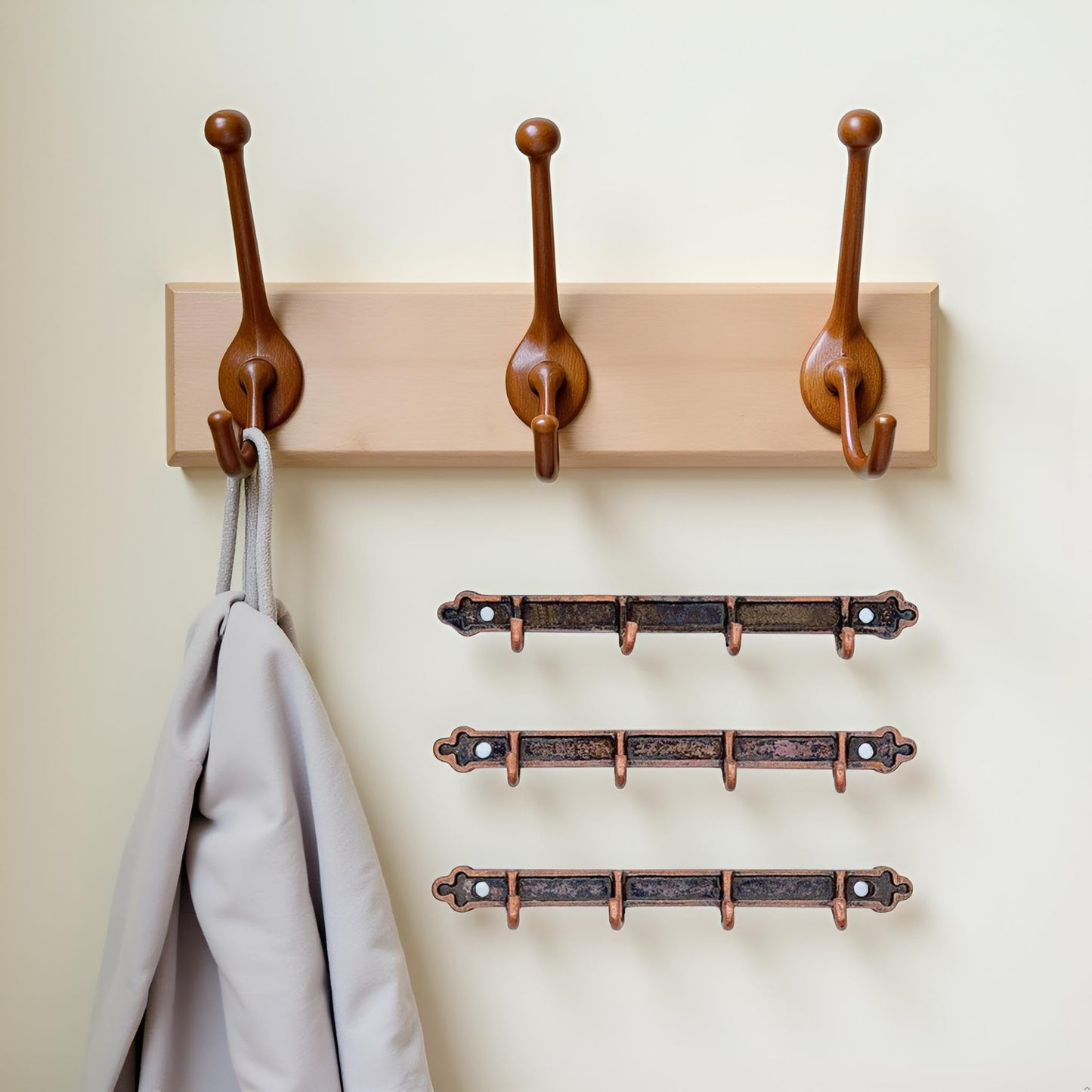 3Pcs Brown 1/12 Miniature Coat Rack Dollhouse Decoration Accessories