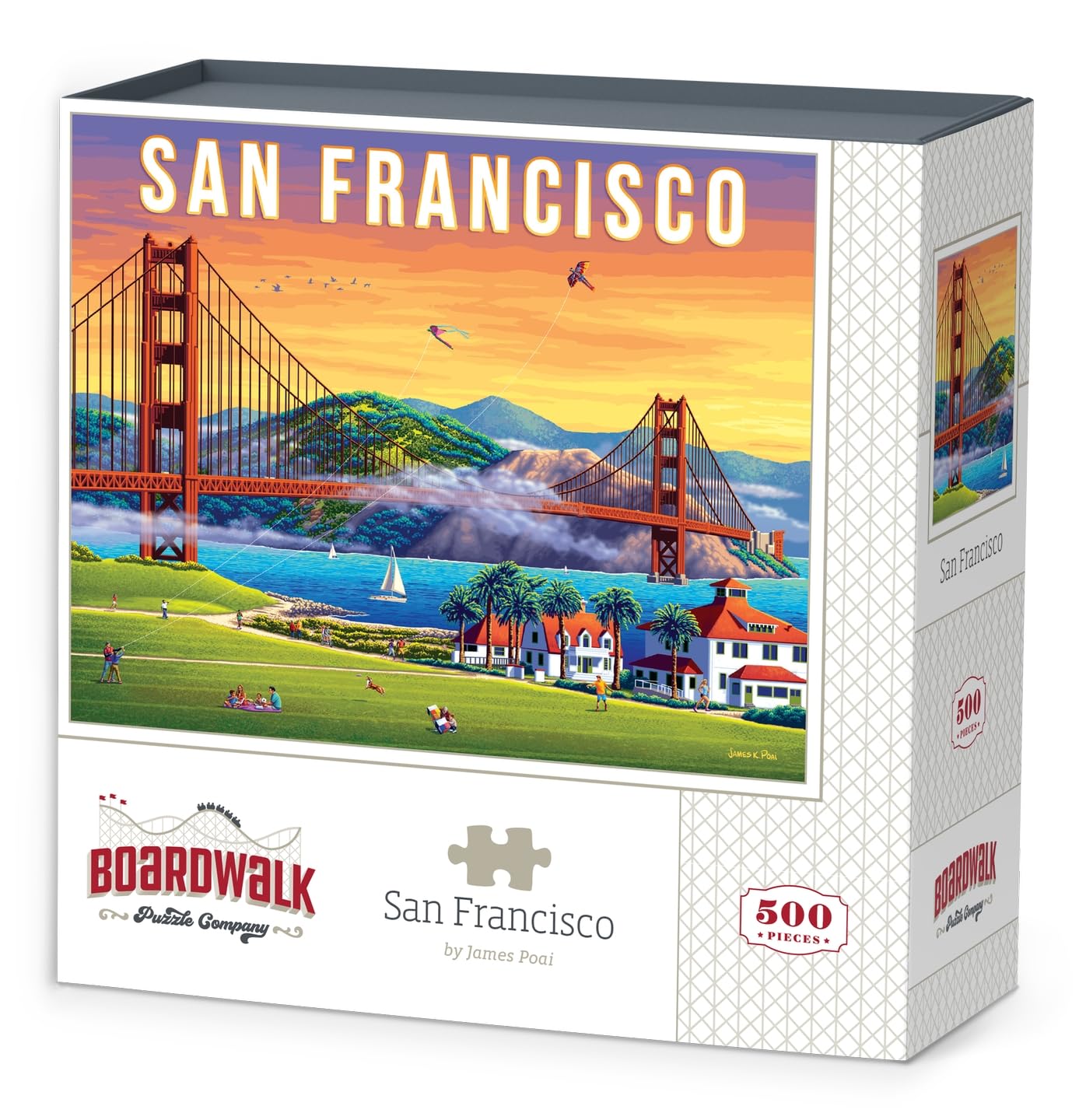 Boardwalk San Francisco 500 Piece Jigsaw Puzzle Golden Gate Bridge California Puzzles with Premium Box, Gift for Adults and Family 16"x20"