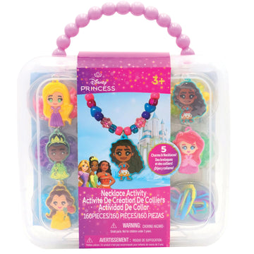Disney Princess Necklace Activity Case - Jewelry Making Kit with Beads, Charms & Strings - Create Custom Princess Necklaces - Craft Gift for Girls