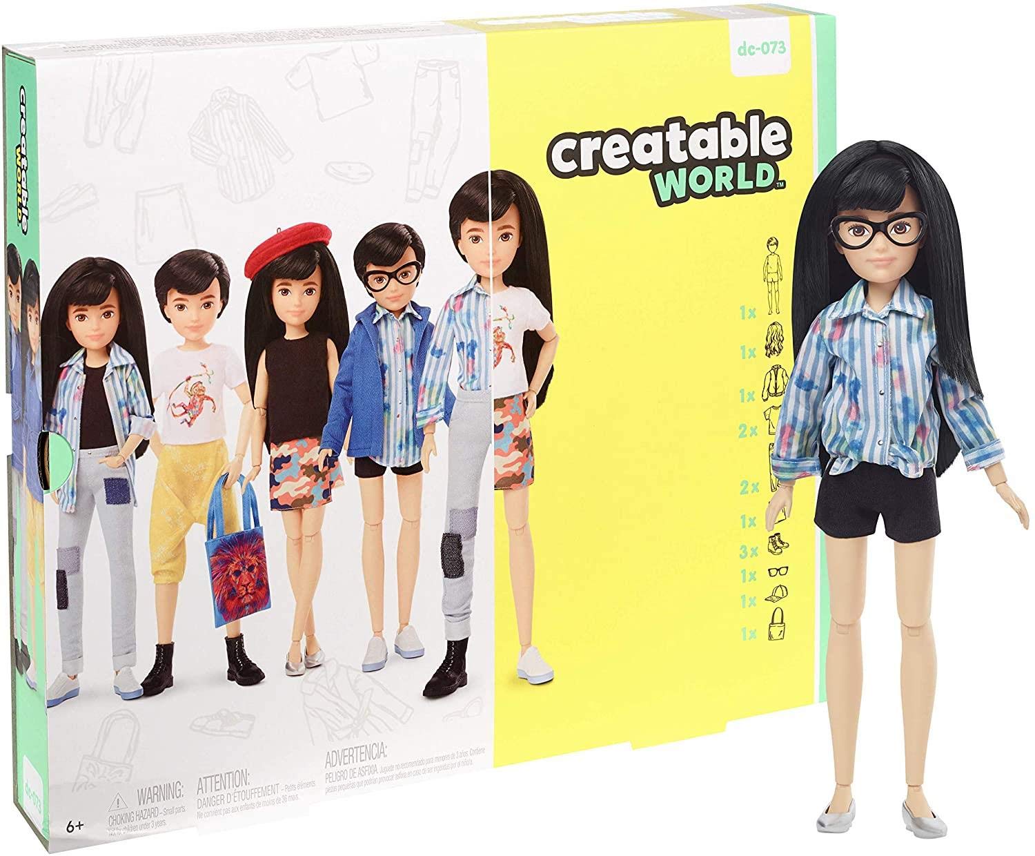 Creatable World Deluxe Character Kit Customizable Doll, Black Straight Hair