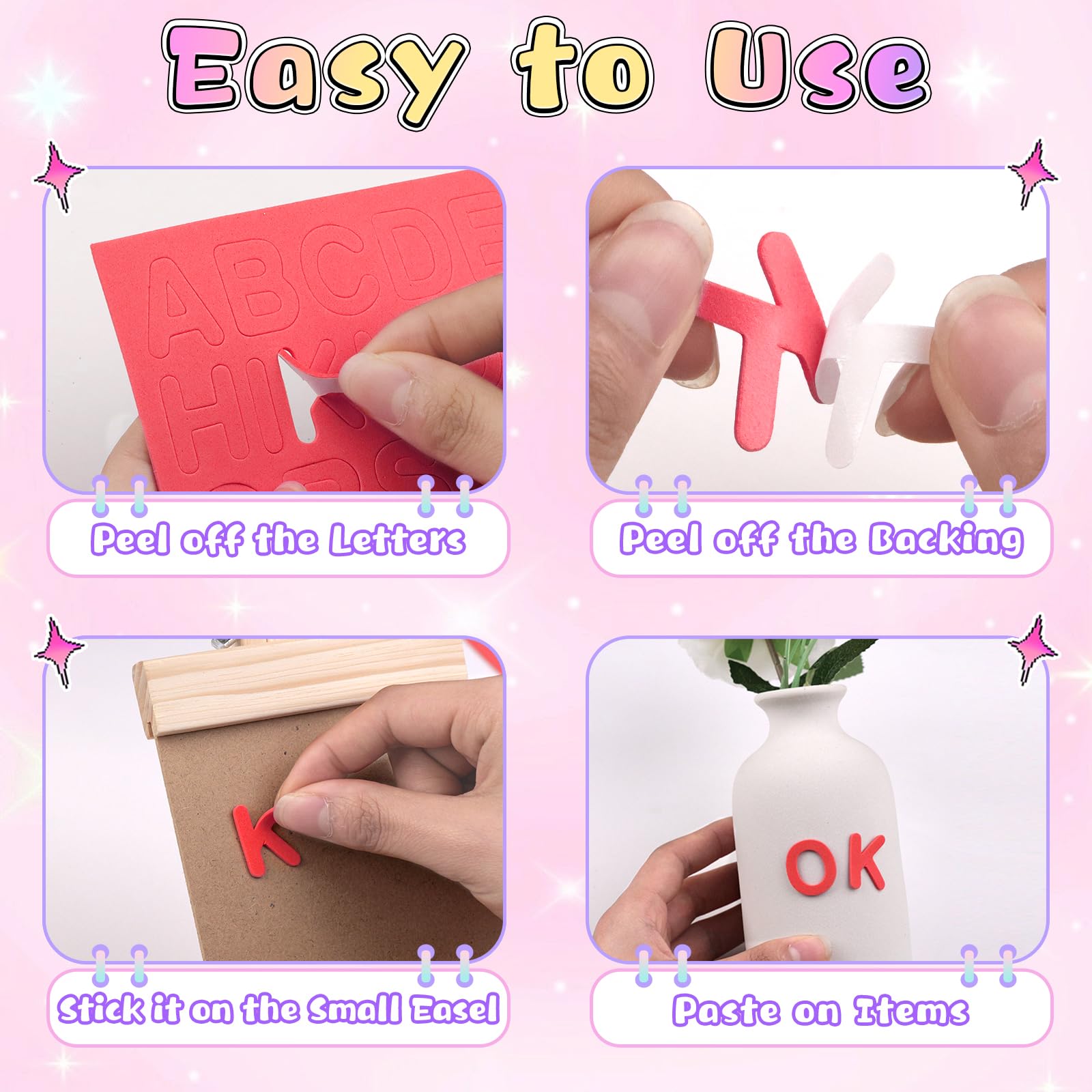1312 Pcs Foam Letter Stickers, Self-Adhesive EVA Alphabet Stickers Small 1 Inch 3D Foam Letters for DIY Crafts, Scrapbooking, School Projects